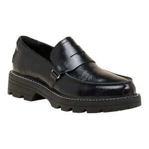 Sorel Women's Revel Ave Leather Round Toe Platform Loafers Black Size 7